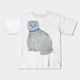 scottish fold cat, Grey Cat Kids T-Shirt